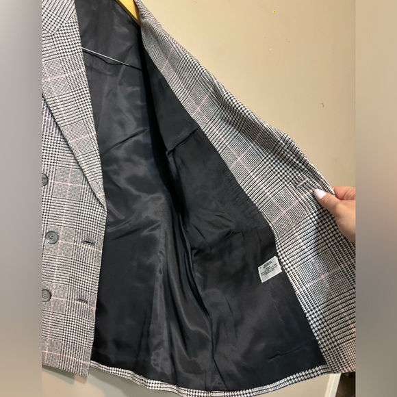 AQUASCUTUM Vintage Ingrid Wool Silk Double Breasted Checked Tailored Blazer - Picture 7 of 10